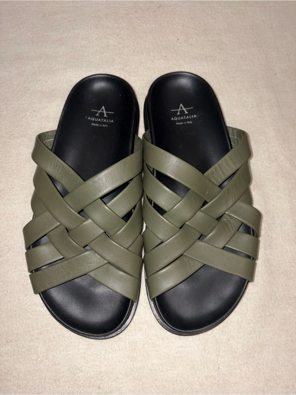 Aquatalia
Iselda‎ Woven Leather Slide Sandals Green size 8